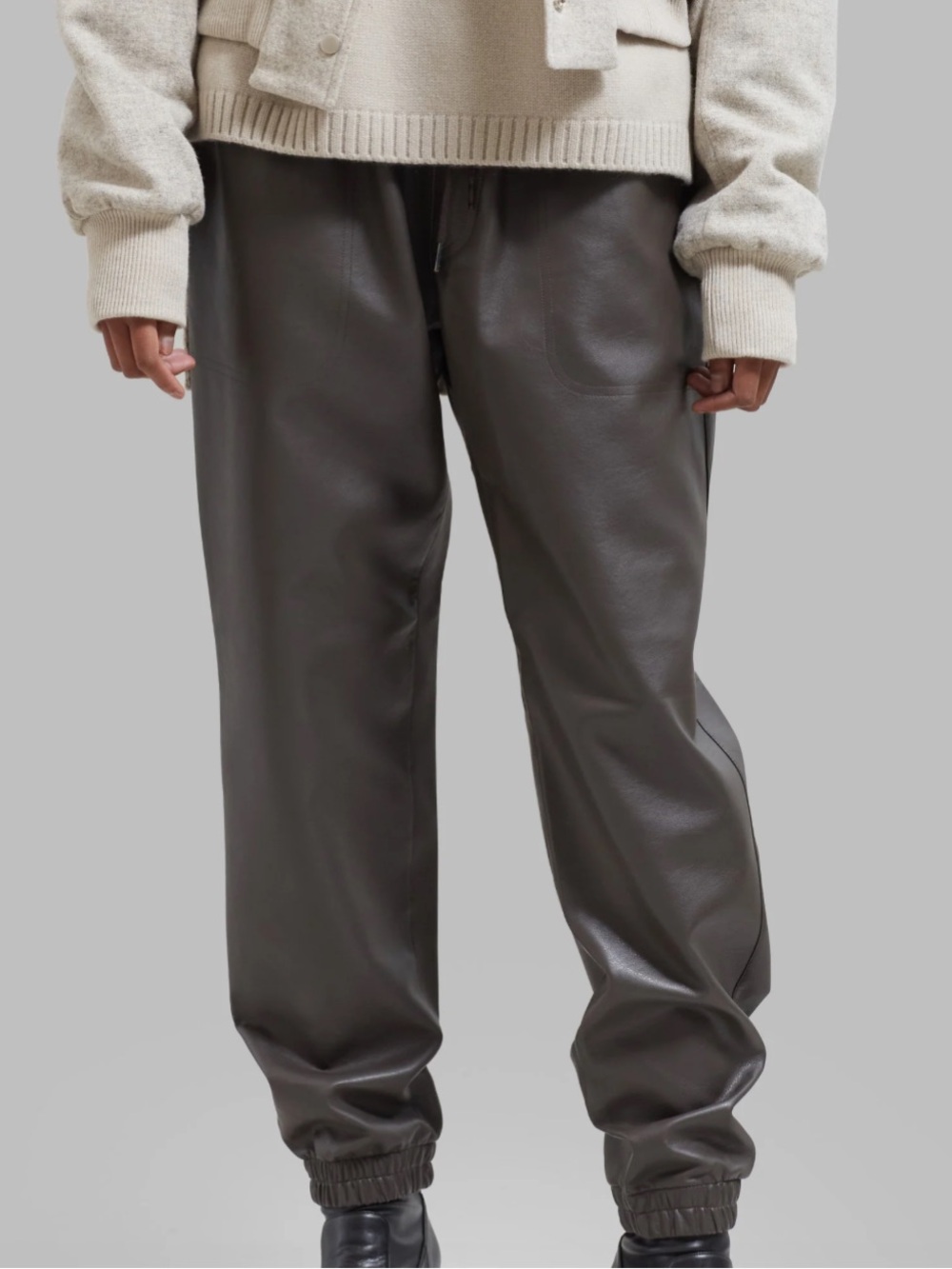 The Frankie Shop brown Leather-Look Joggers